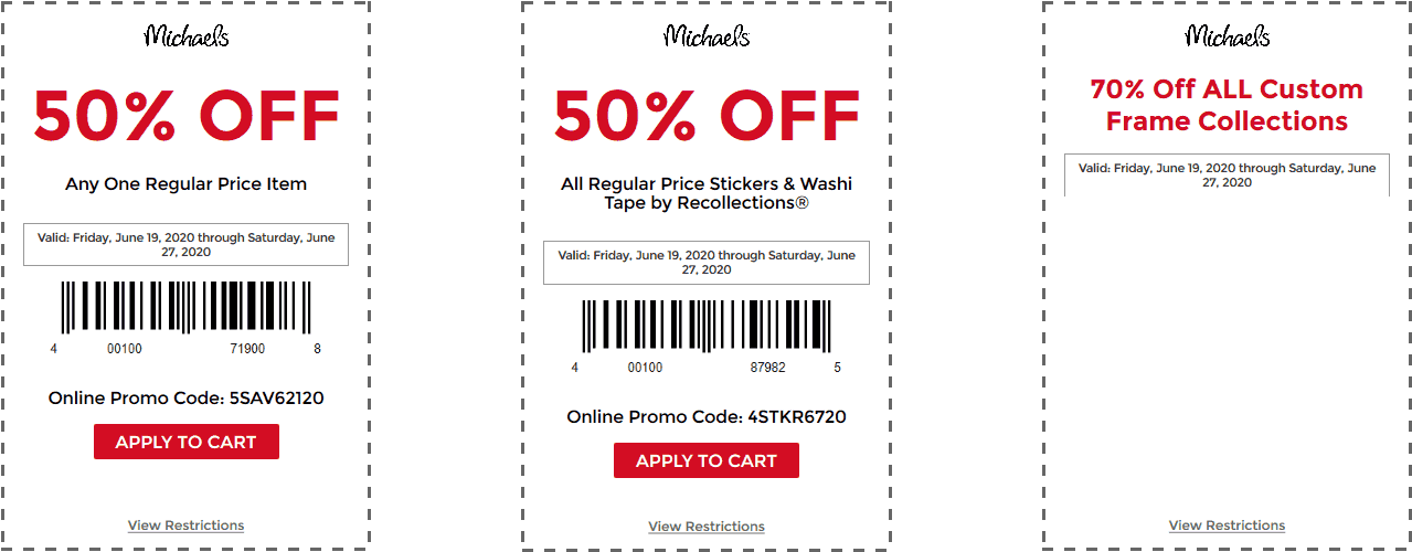 Michaels stores Coupon  50% off a single item at Michaels, or online via promo code 5SAV62120 #michaels