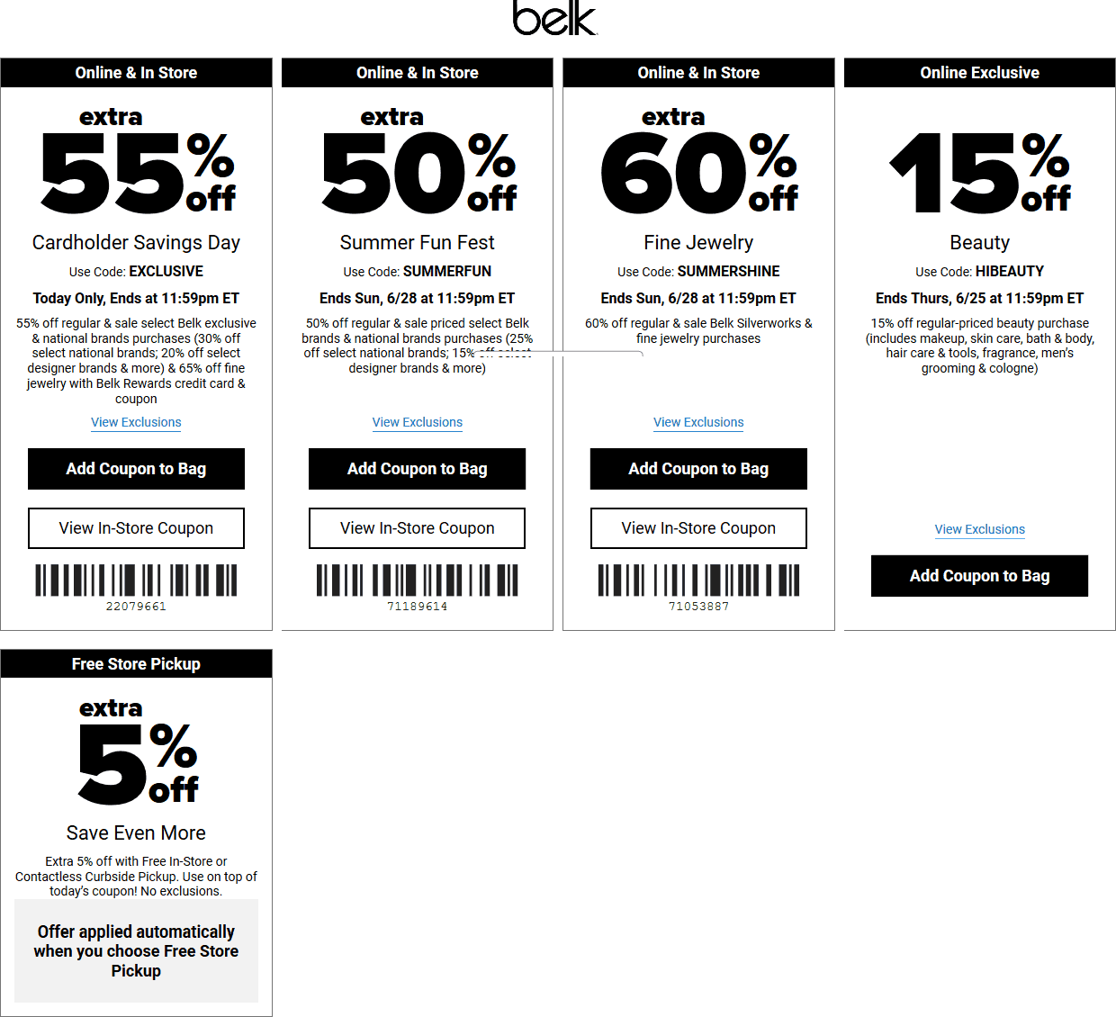Belk stores Coupon  Extra 50% off & more at Belk, or online via promo code SUMMERFUN #belk