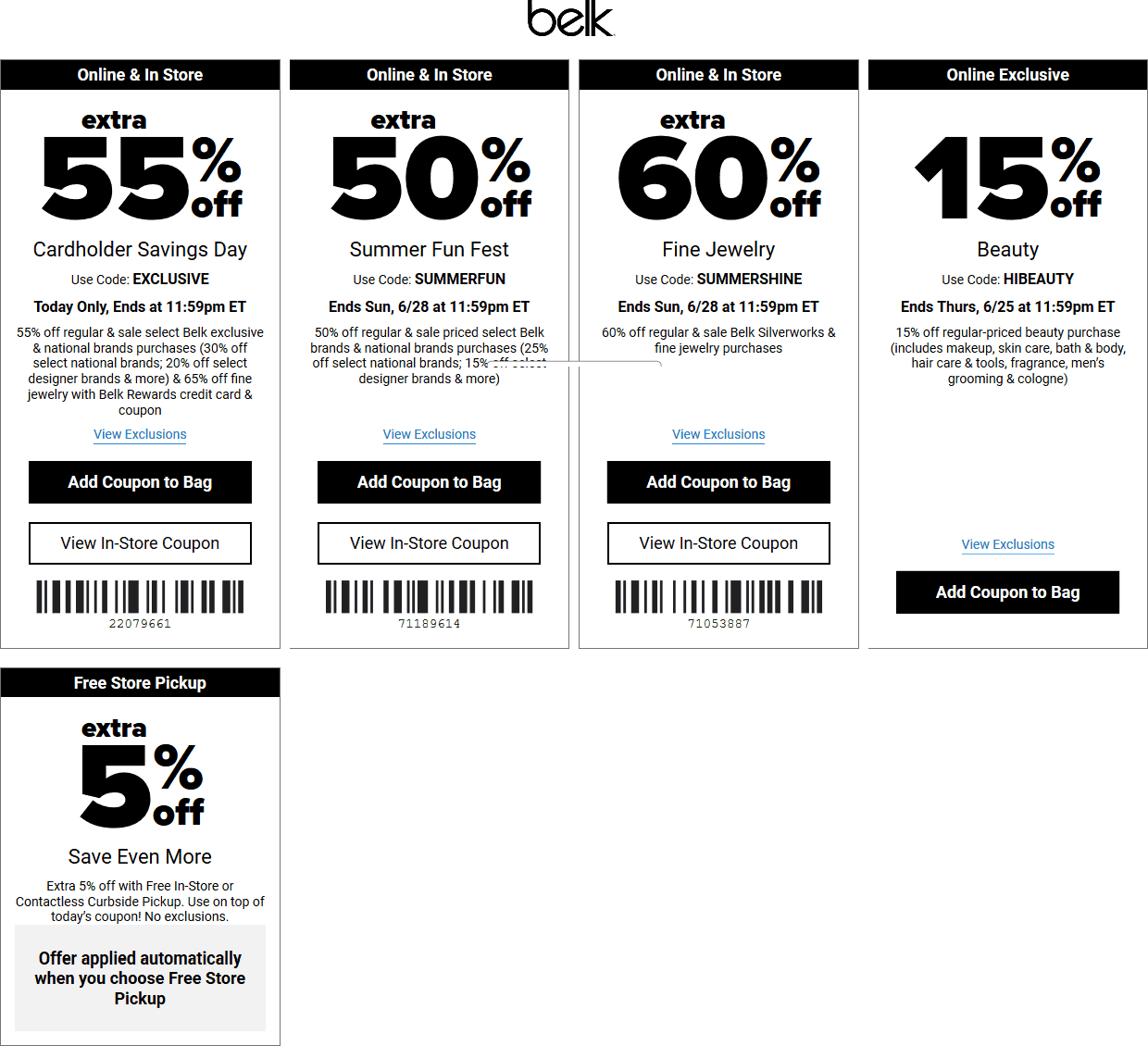 Extra 50 off & more at Belk, or online via promo code SUMMERFUN belk