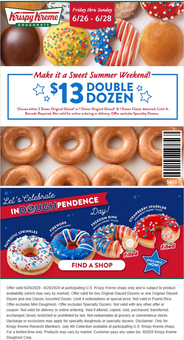 2 dozen doughnuts for 13 at Krispy Kreme donuts krispykreme The