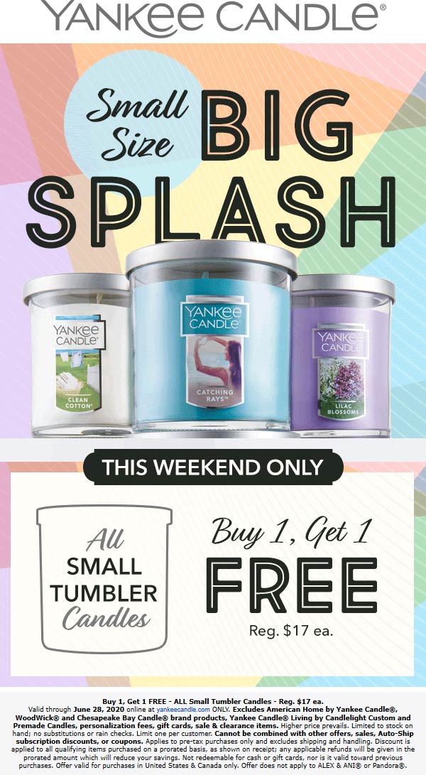 Yankee Candle stores Coupon  Second small candle free online at Yankee Candle #yankeecandle