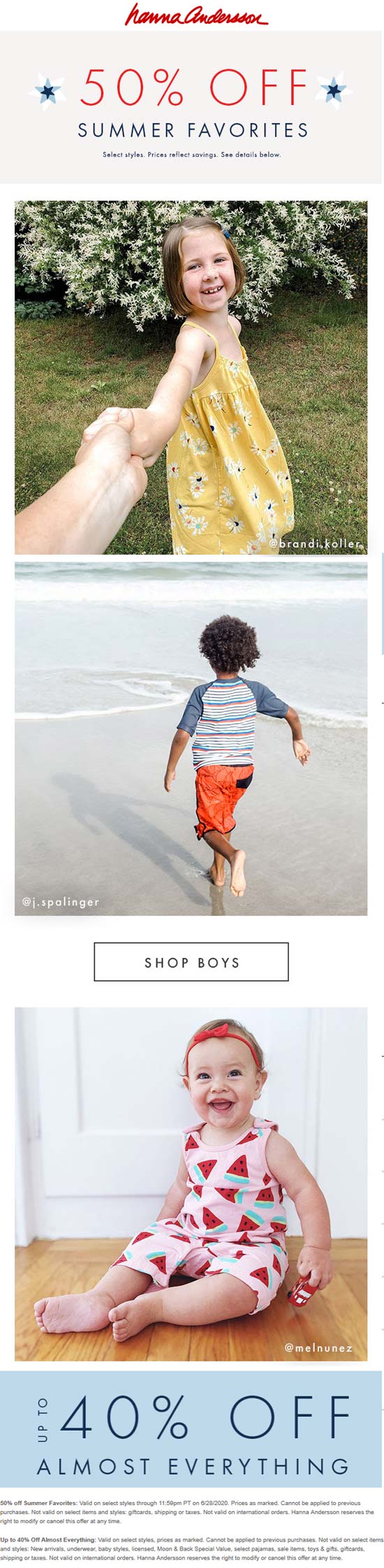 Hanna Anderson stores Coupon  50% off summer today at Hanna Anderson #hannaanderson