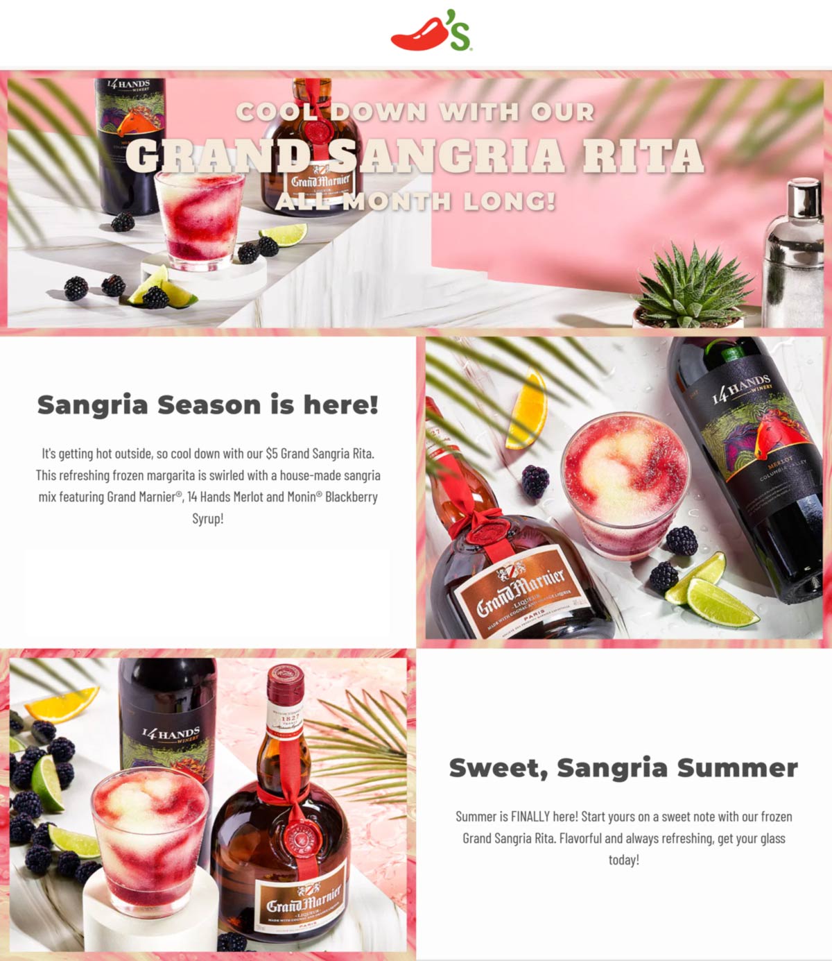 5 Grand Marnier Sangria margarita all month at Chilis restaurants 