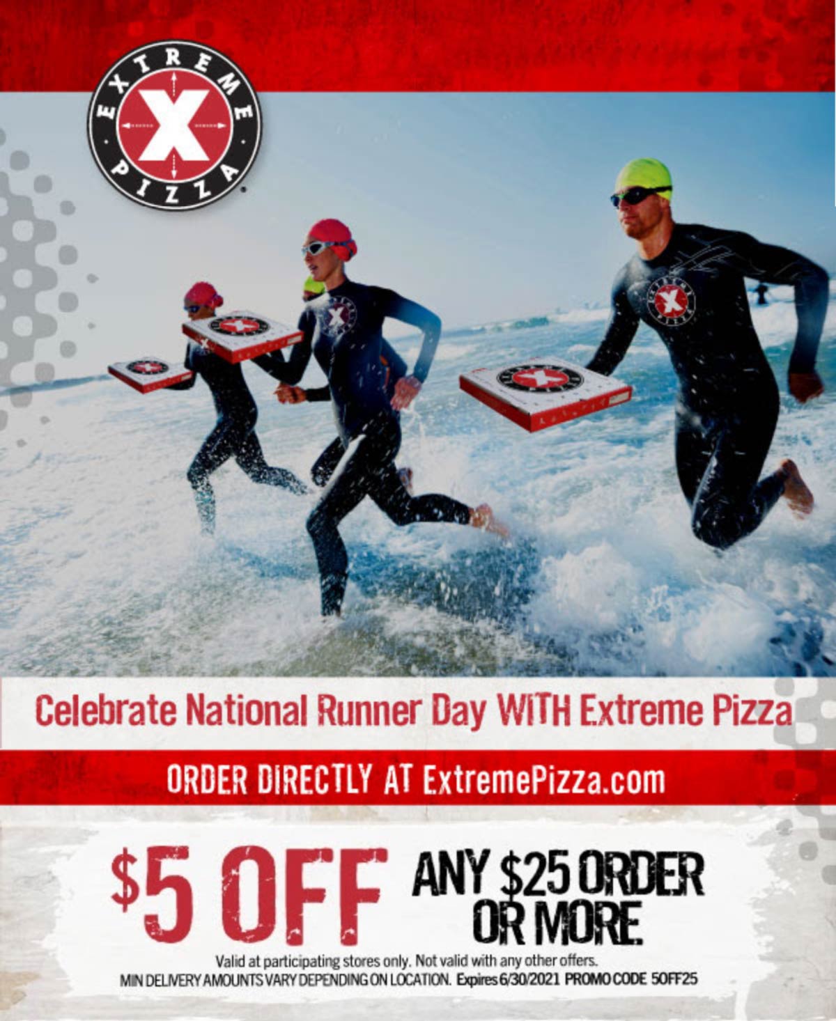 Extreme Pizza restaurants Coupon  $5 off $25 at Extreme Pizza via promo code 5OFF25 #extremepizza 