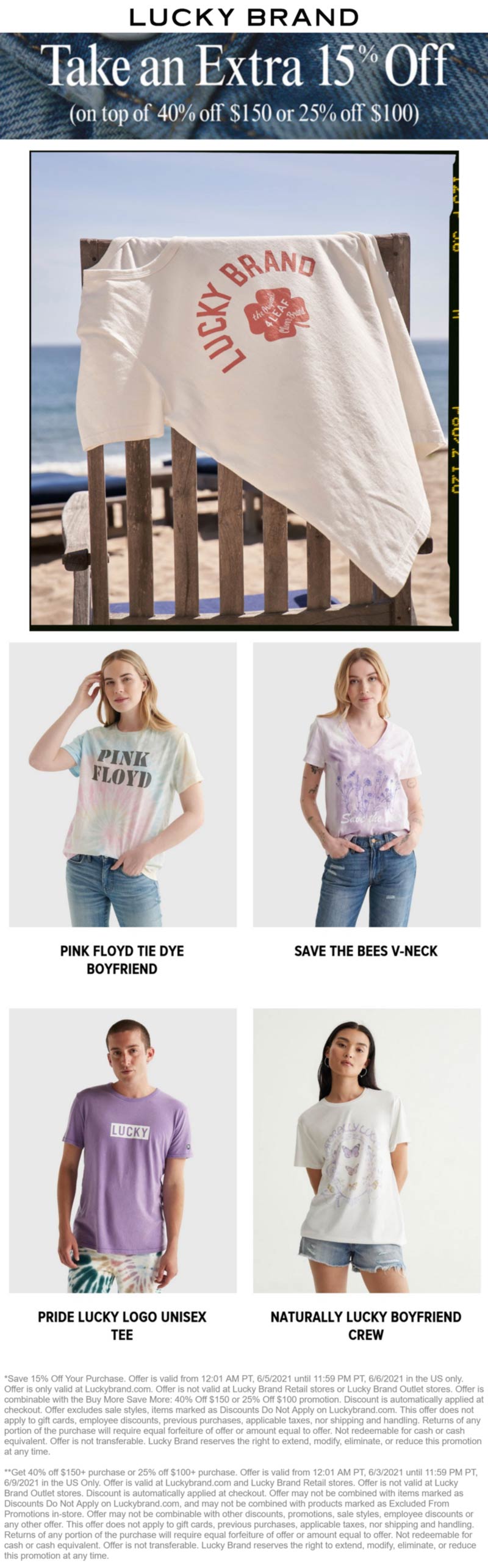 Lucky Brand stores Coupon  40-55% off $100+ online at Lucky Brand #luckybrand 