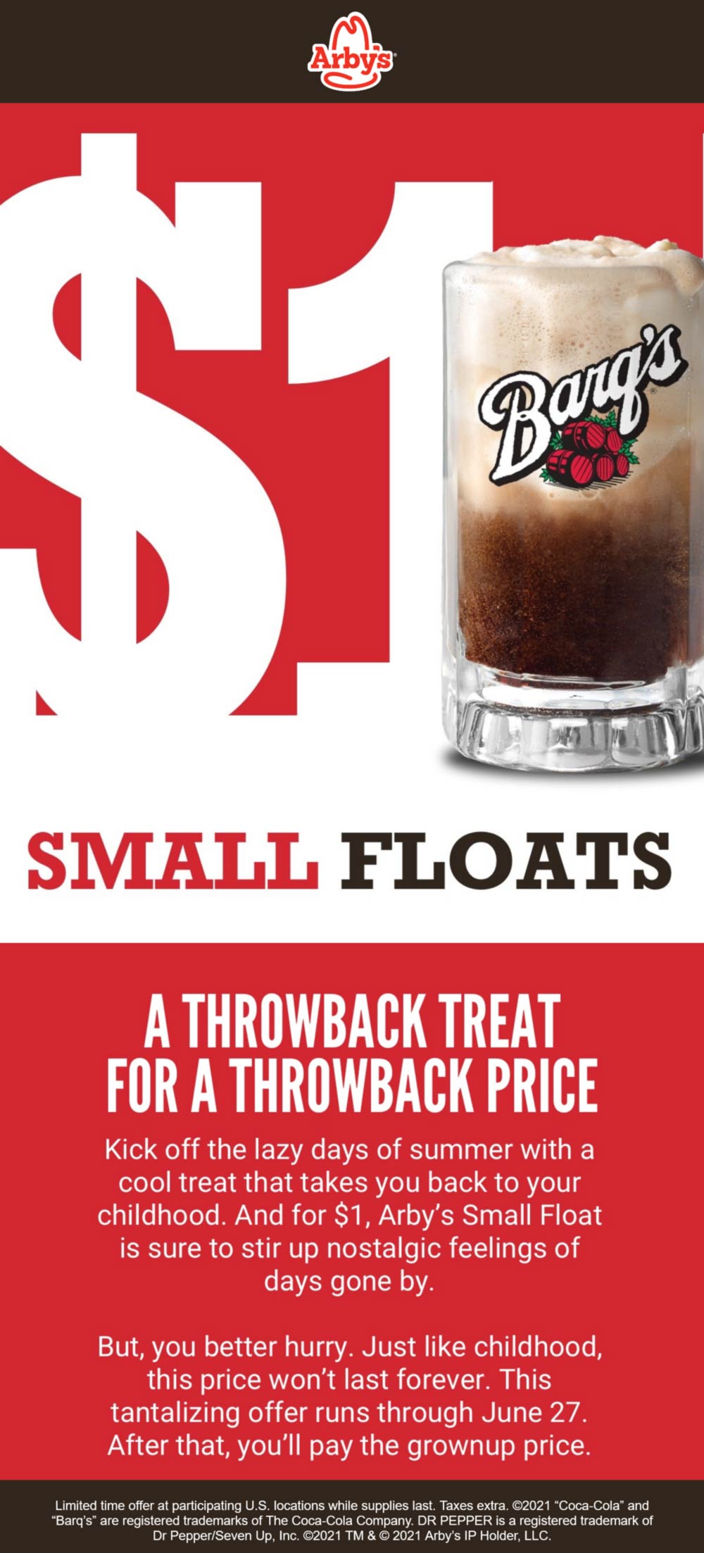 Arbys restaurants Coupon  $1 root beer floats at Arbys restaurants #arbys 