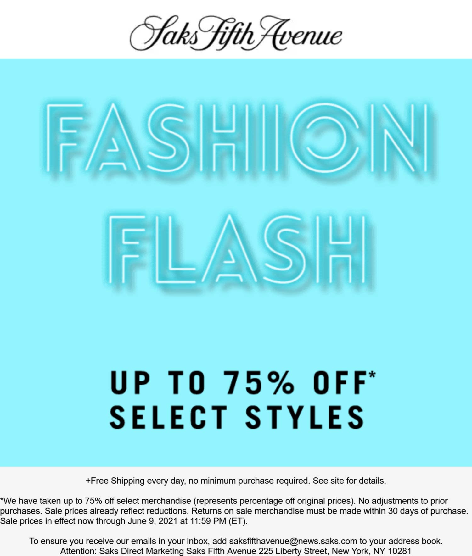 Saks Fifth Avenue stores Coupon  75% off various styles online at Saks Fifth Avenue #saksfifthavenue 
