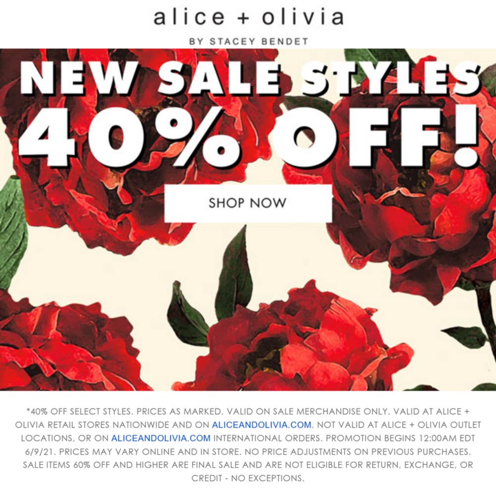 [September, 2021] New sale styles 40% off at alice + olivia, ditto