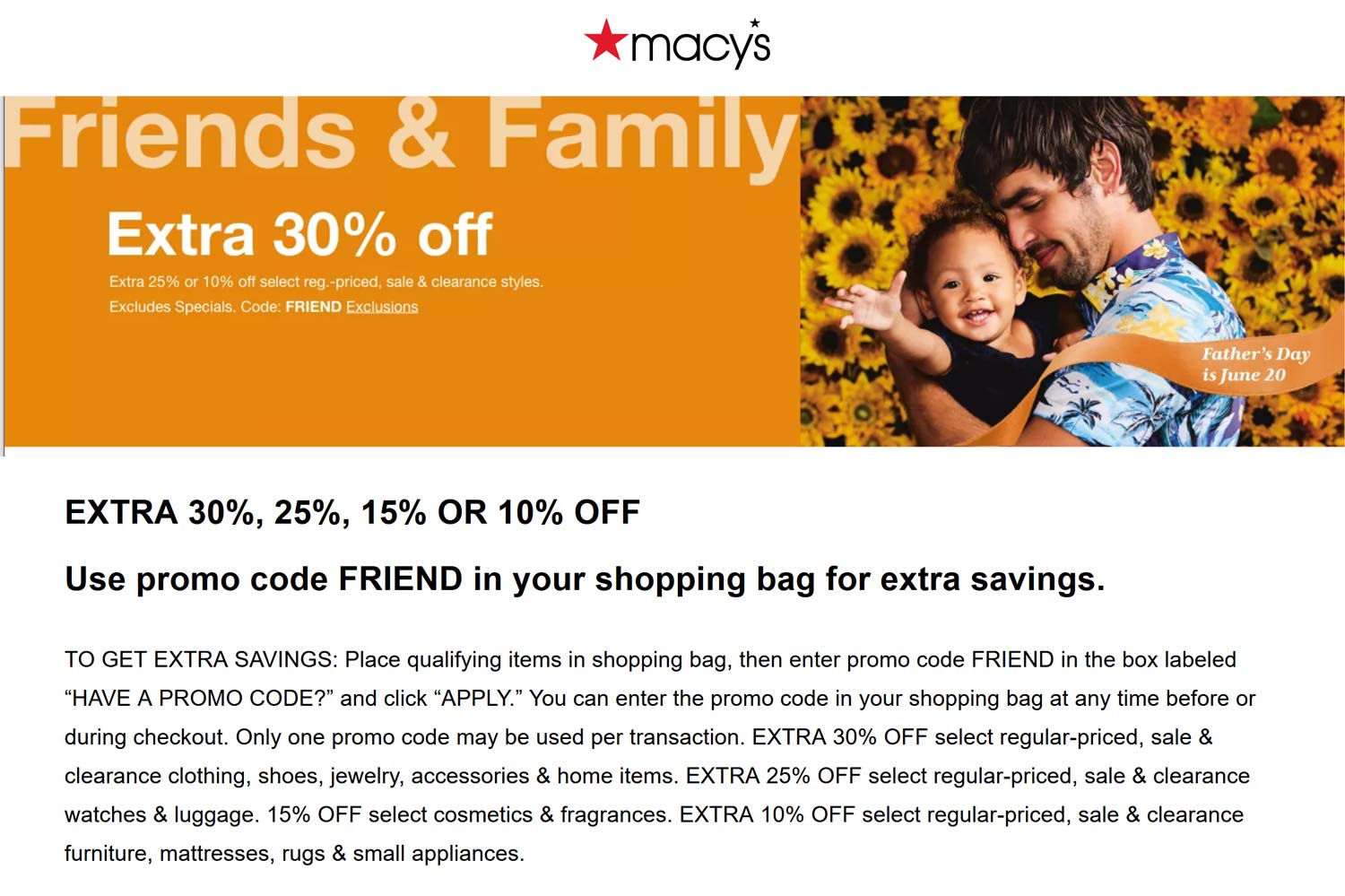 Macys stores Coupon  Extra 30% off at Macys, or online via promo code FRIEND #macys 