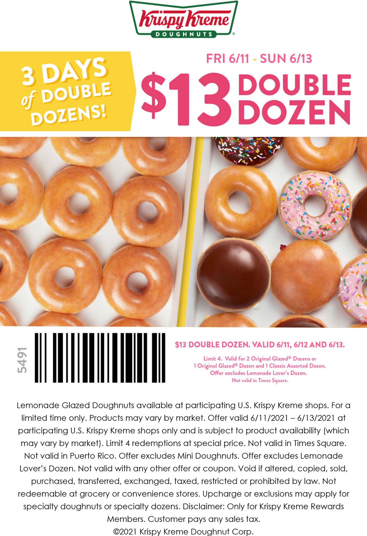 13 double dozen doughnuts at Krispy Kreme krispykreme The Coupons App®
