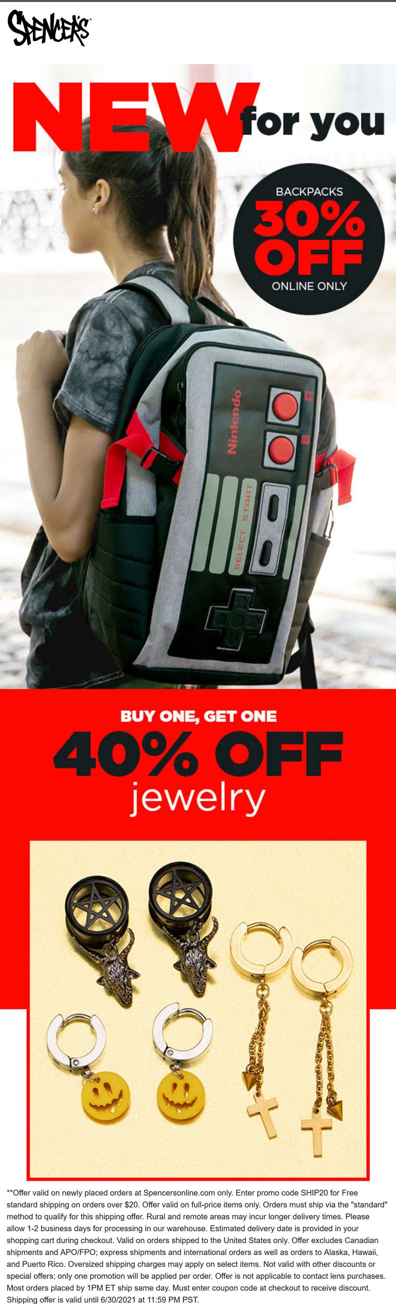 Spencers stores Coupon  30% off backpacks online at Spencers #spencers 
