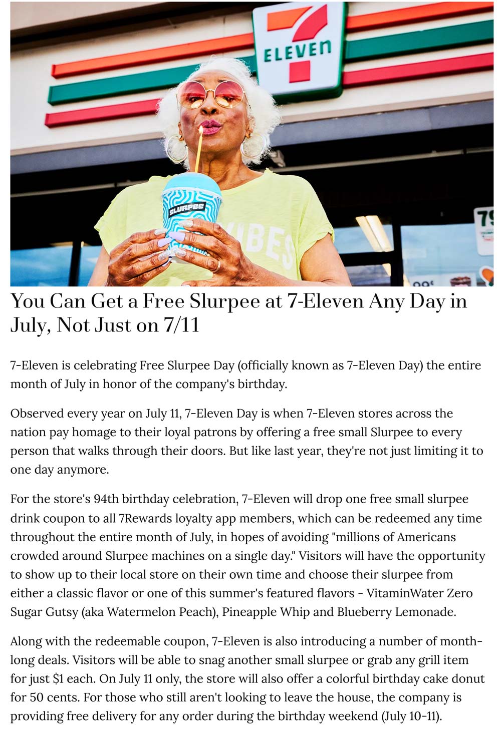 7-Eleven stores Coupon  1 free slurpee for rewards members in July at 7-Eleven #7eleven 