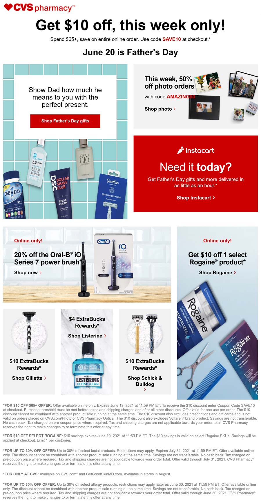 10 off 65 at CVS Pharmacy via promo code SAVE10 cvspharmacy The