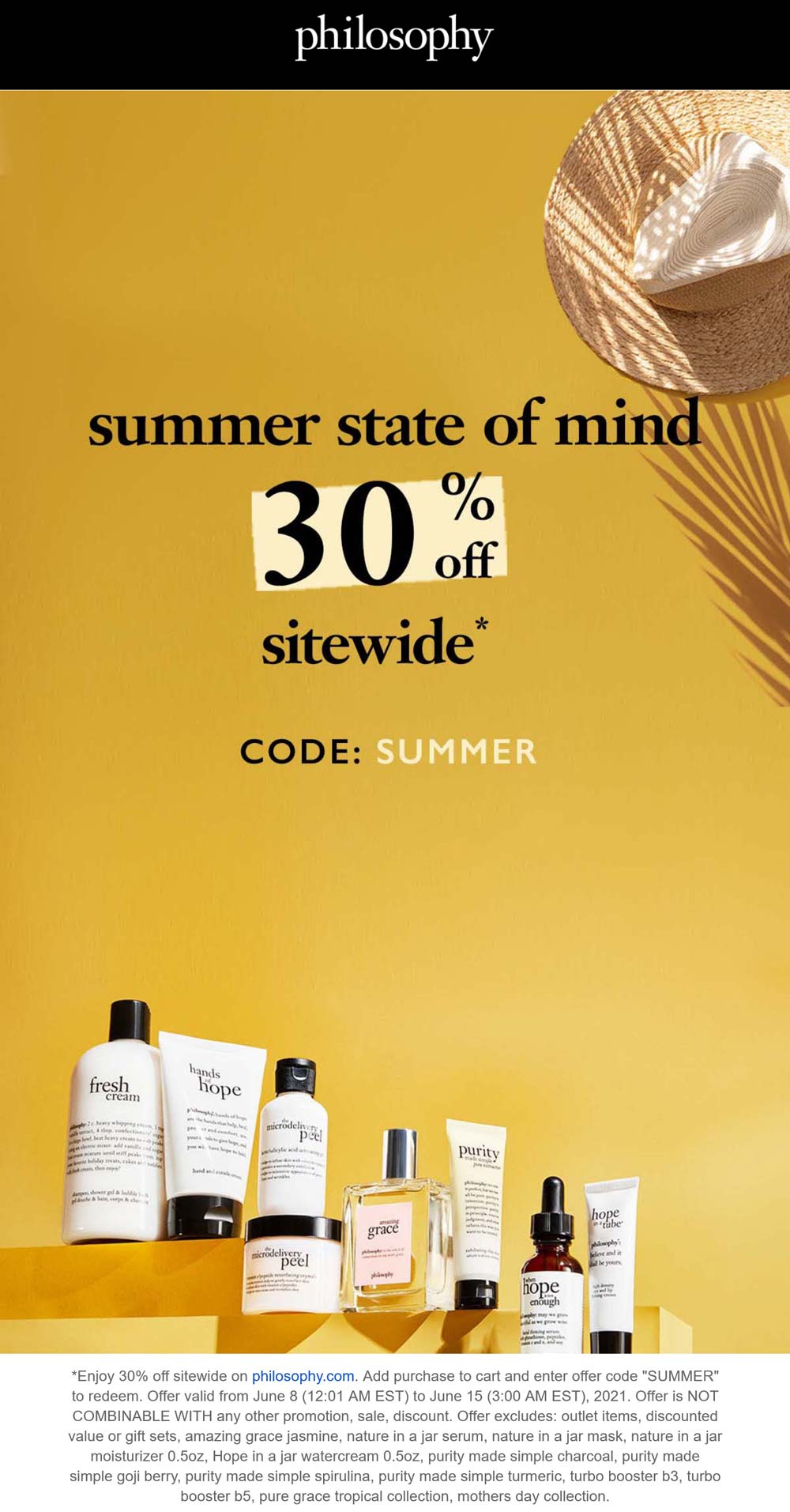 Philosophy stores Coupon  30% off everything online today at Philosophy via promo code SUMMER #philosophy 