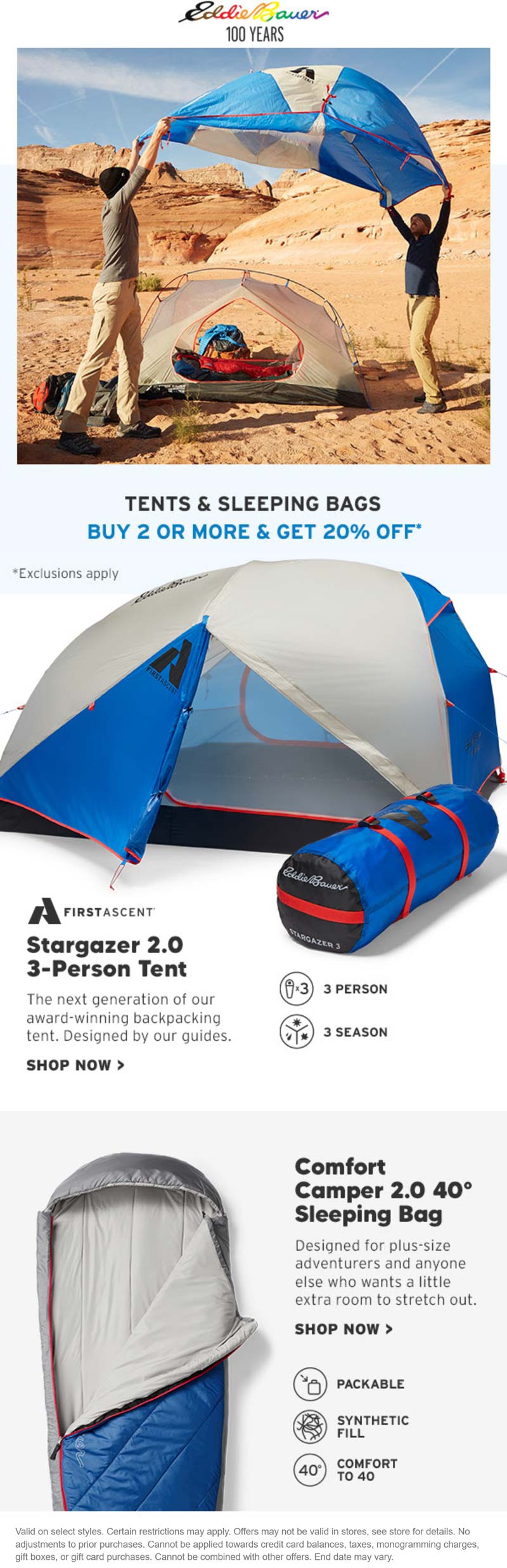 Eddie Bauer stores Coupon  20% off 2+ tents & sleeping bags at Eddie Bauer #eddiebauer 