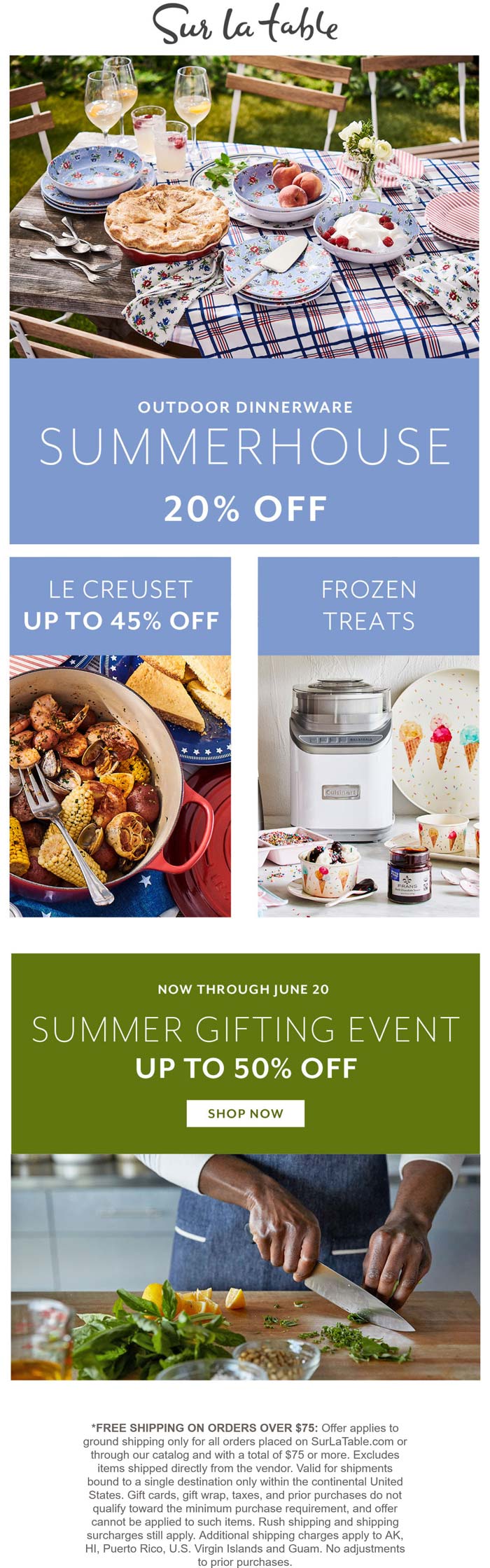 20 off outdoor dinnerware at Sur la Table surlatable The Coupons App®