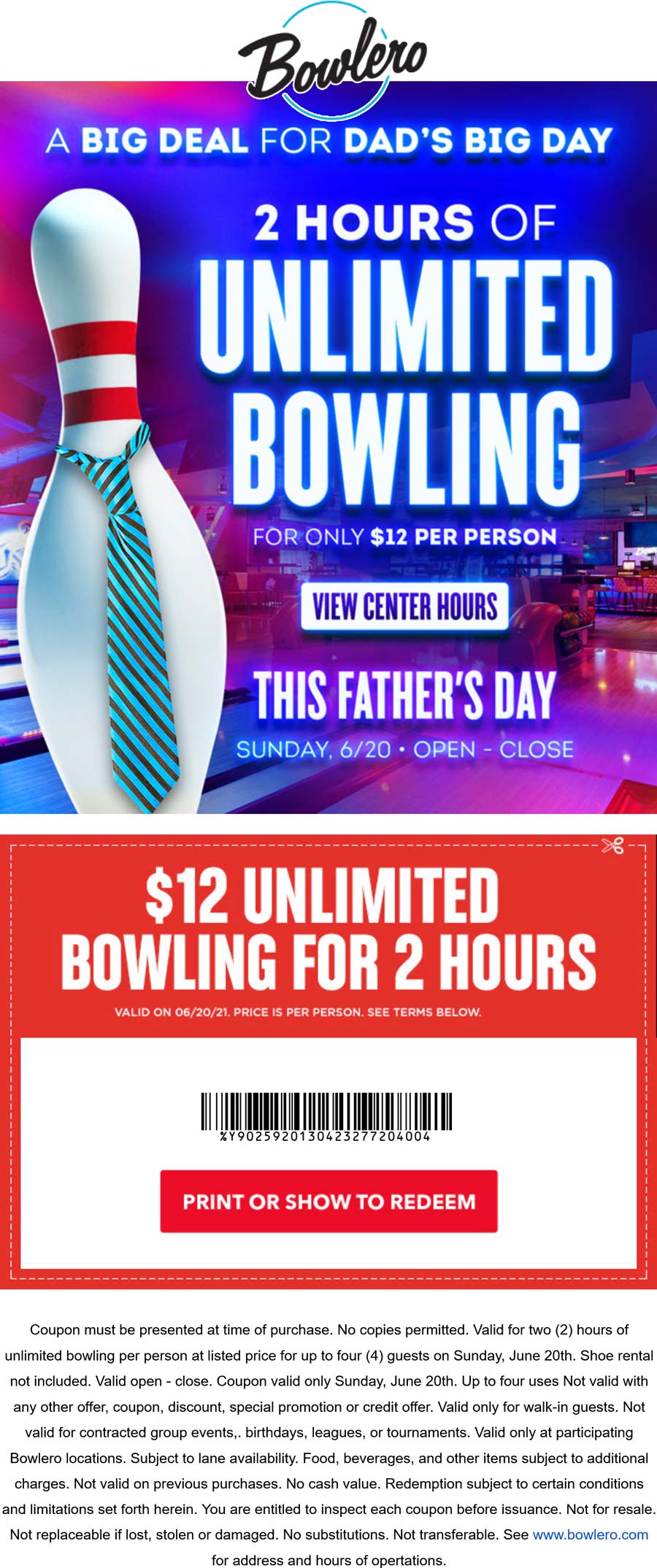 Bowlero stores Coupon  2hrs unlimited bowling for $12 Sunday at Bowlero lanes #bowlero 