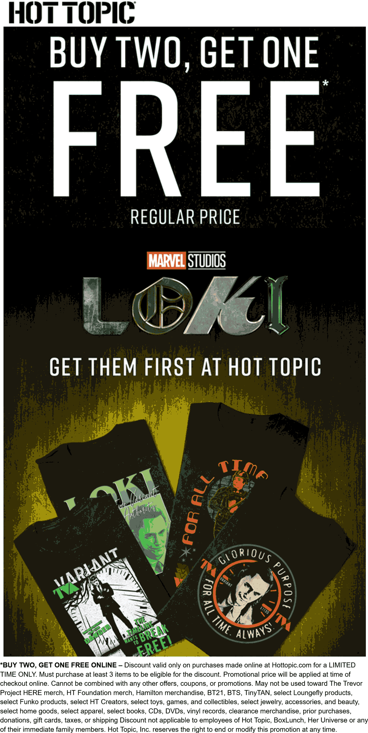 3rd item free online at Hot Topic hottopic The Coupons App®