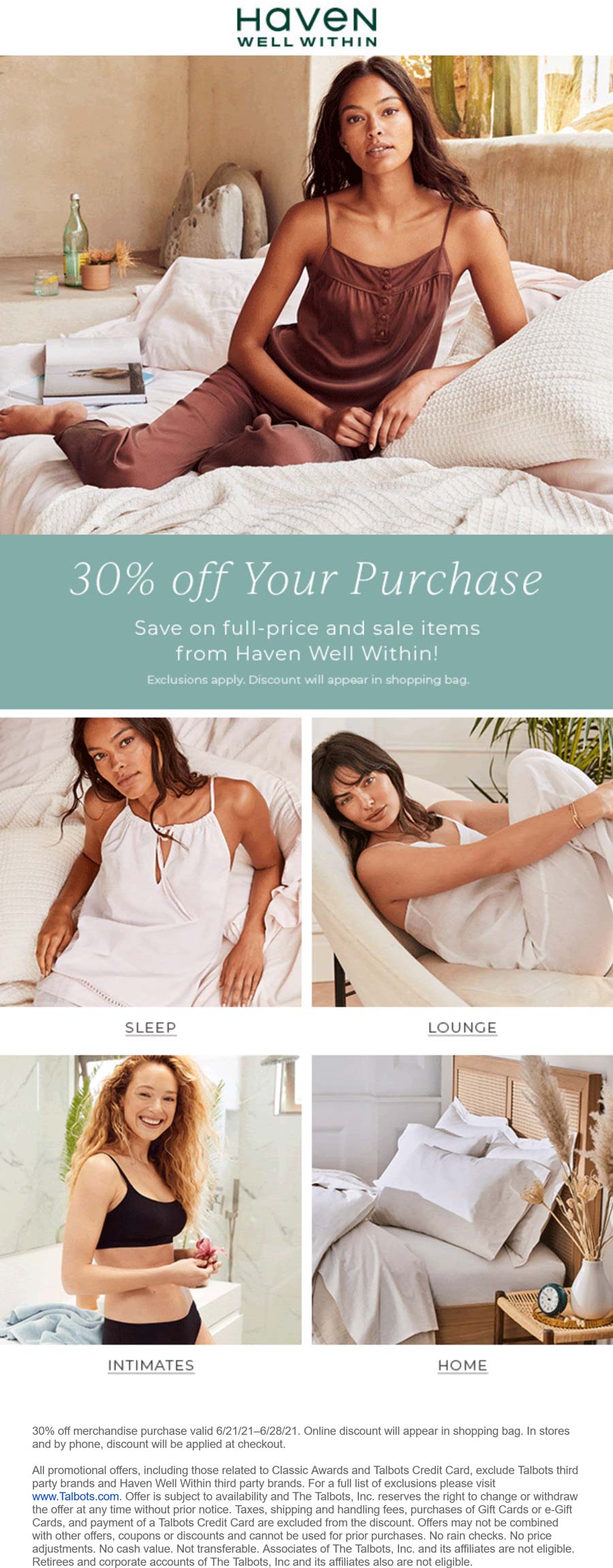 Haven Well Within stores Coupon  30% off at Haven Well Within, ditto online #havenwellwithin 