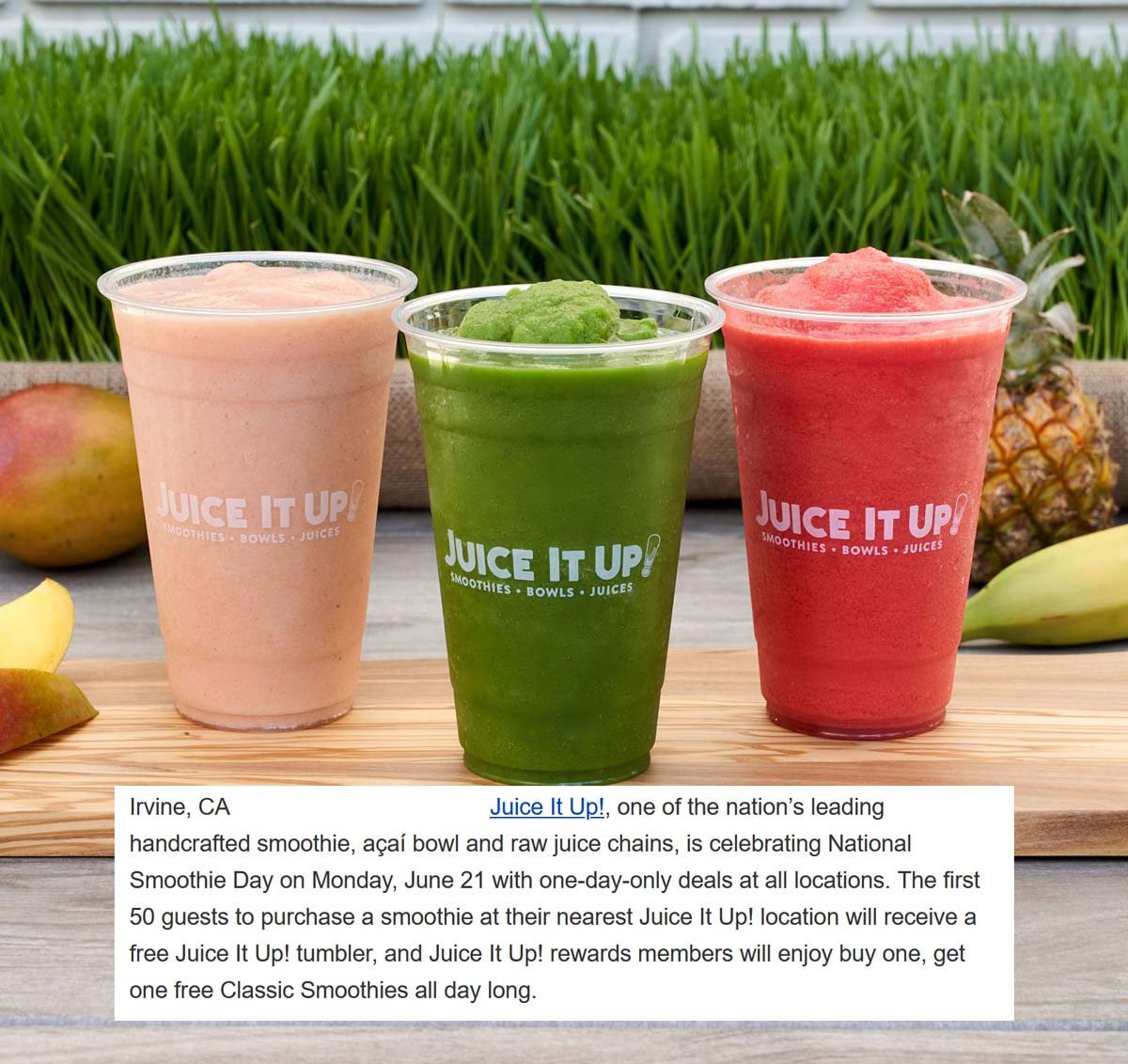 Juice It Up restaurants Coupon  Second smoothie free today at Juice It Up for rewards peeps #juiceitup 
