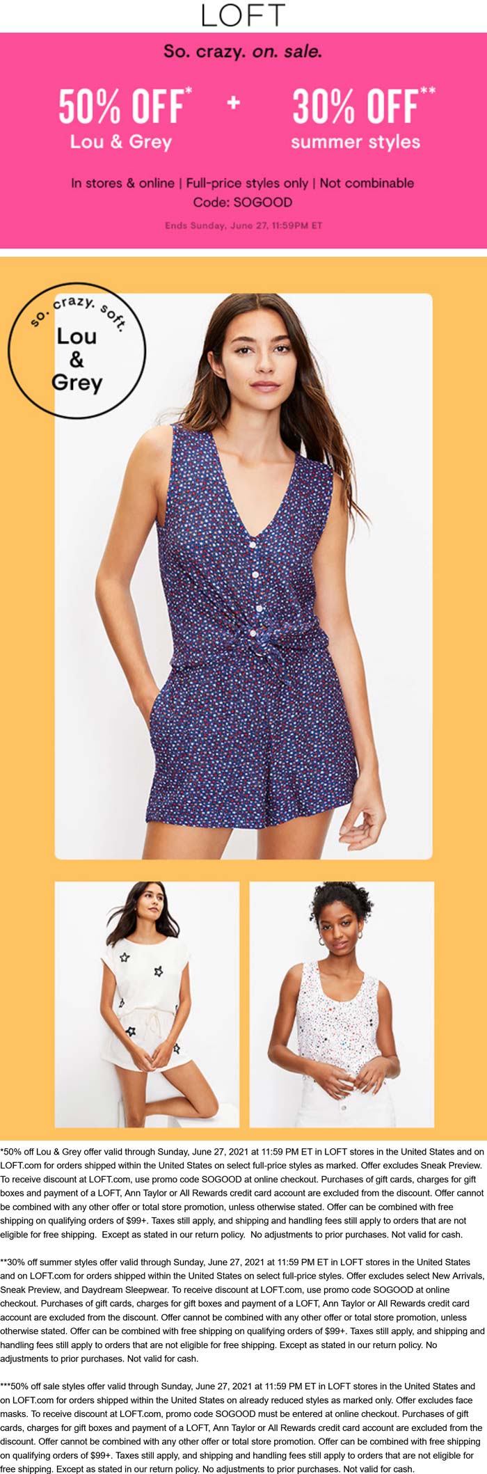 [April, 2022] 30 off Summer & extra 50 off sale items at LOFT, or