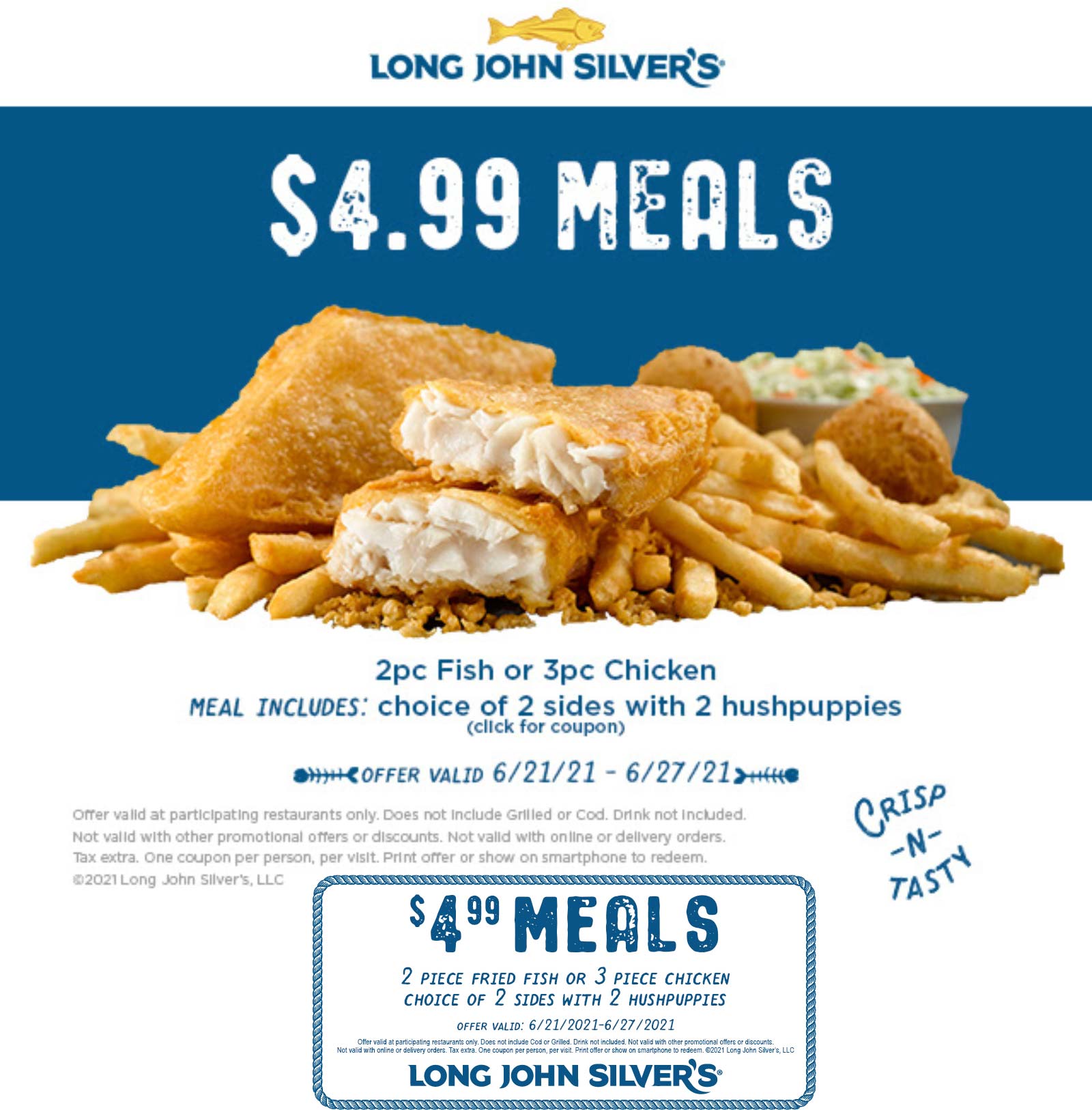 5 meals at Long John Silvers longjohnsilvers The Coupons App®