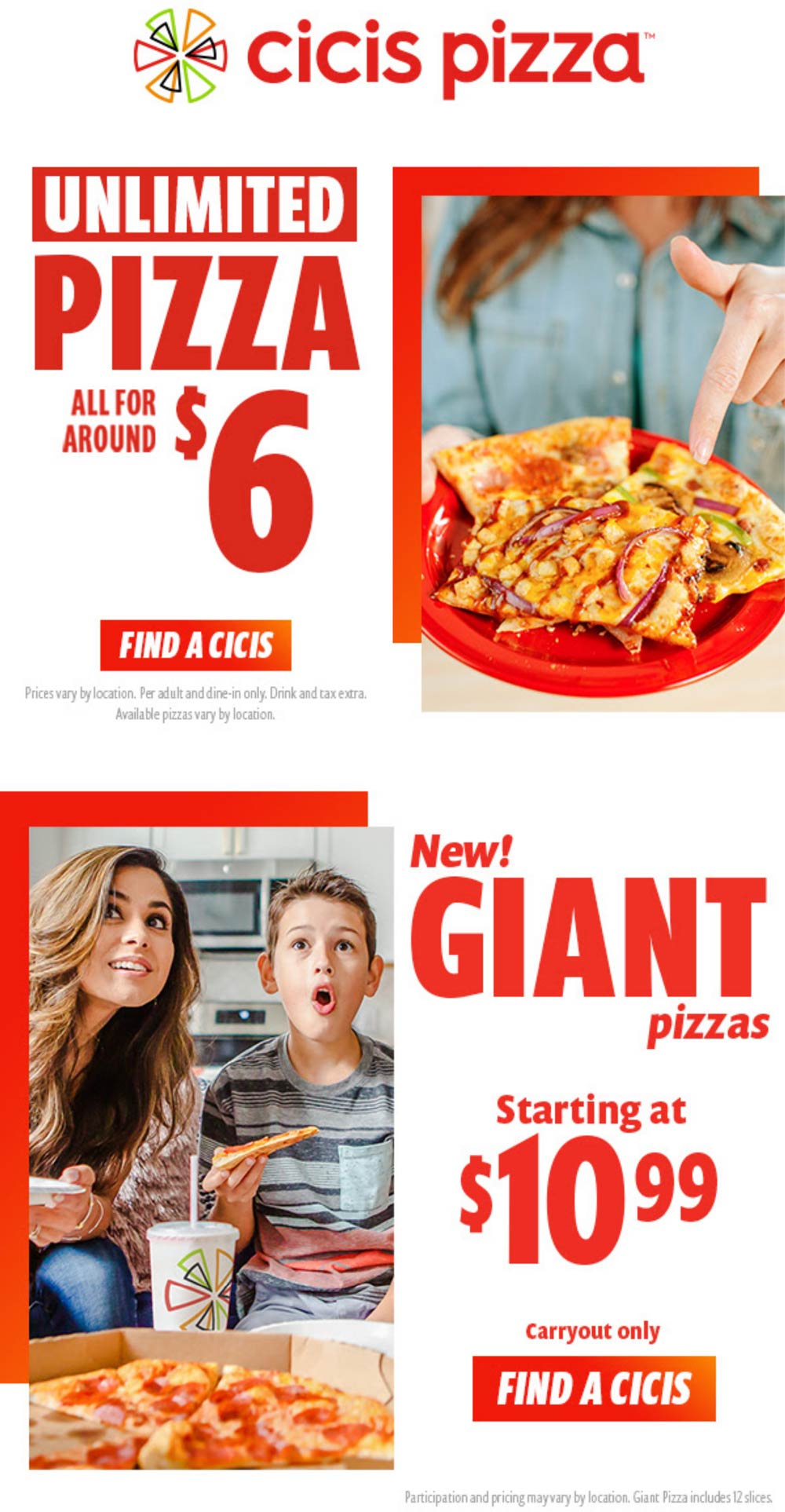 Cicis Pizza restaurants Coupon  Dine-in on $6 bottomless pizzas at Cicis Pizza #cicispizza 