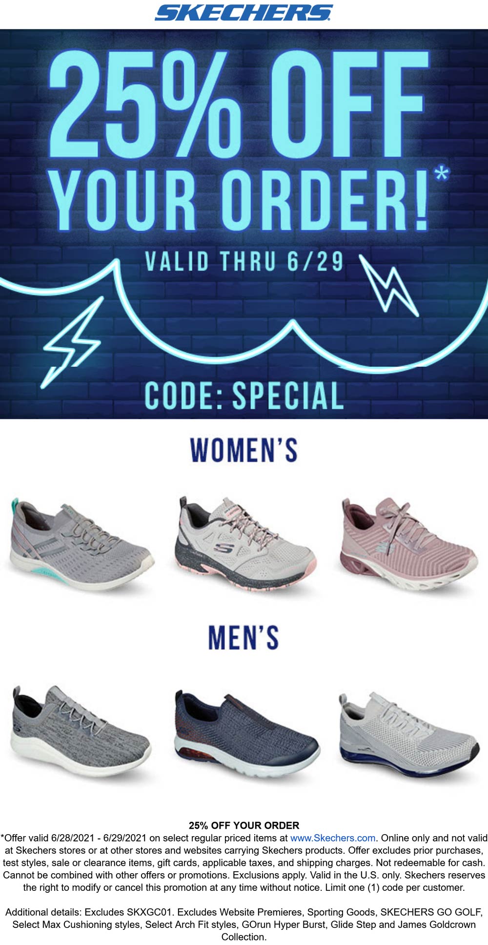 Skechers stores Coupon  25% off at Skechers shoes via promo code SPECIAL #skechers 