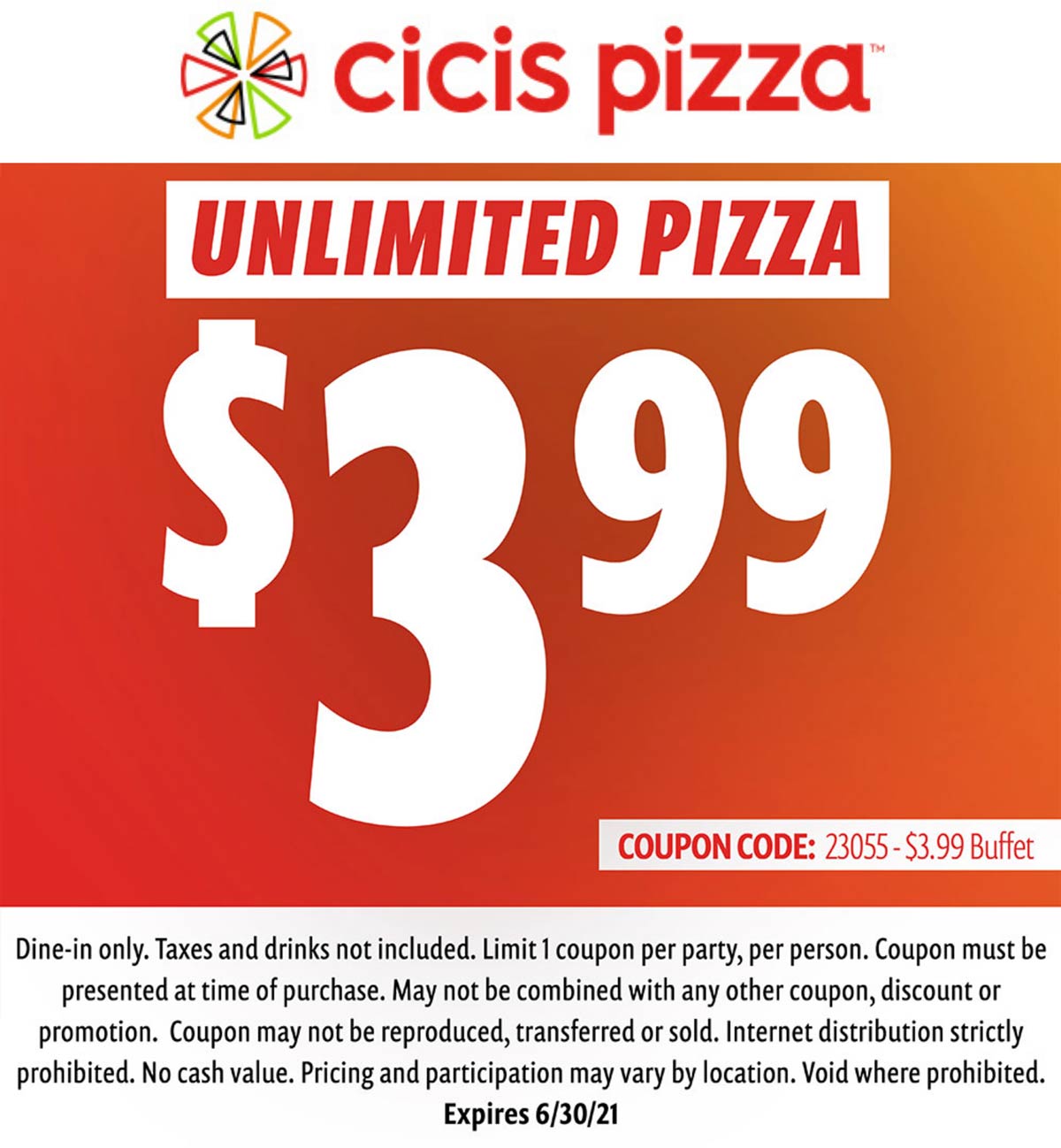 4 unlimited buffet today at Cicis Pizza cicispizza The Coupons App®