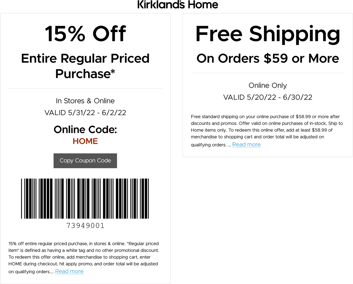 Kirklands stores Coupon  15% off at Kirklands, or online via promo code HOME #kirklands 