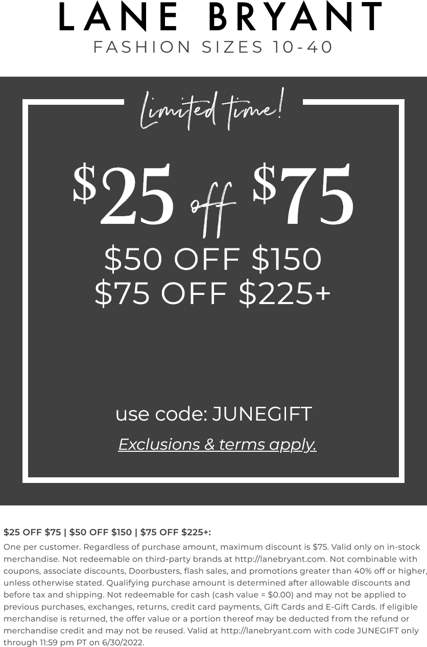 Lane Bryant coupons & promo code for July 2025