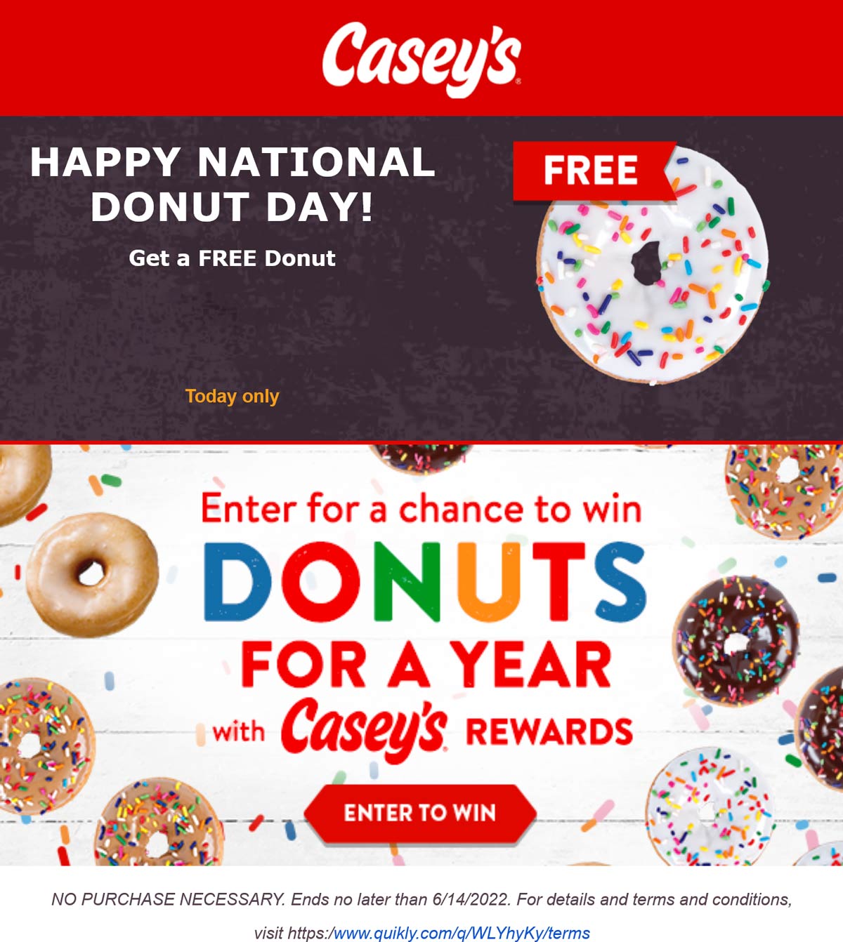 Caseys restaurants Coupon  Free donut today at Caseys gas stations #caseys 