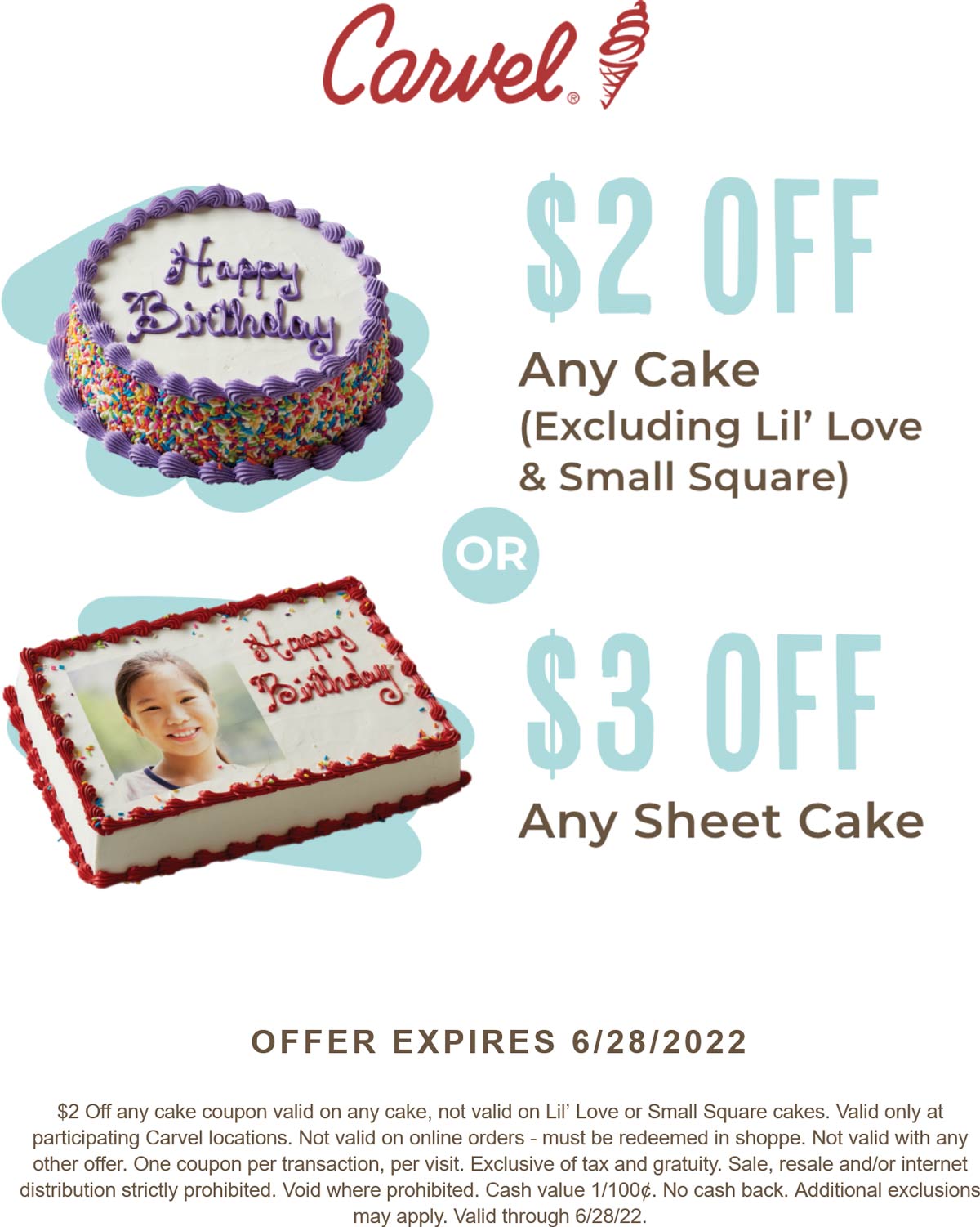 Carvel restaurants Coupon  $2-$3 off any ice cream cake at Carvel #carvel 