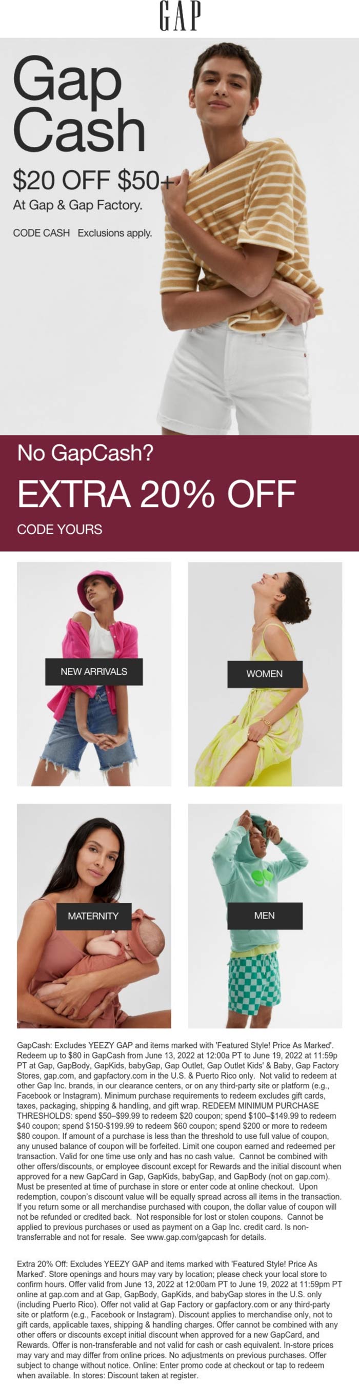 Gap stores Coupon  Extra 20% off & more at Gap, or online via promo code YOURS #gap 