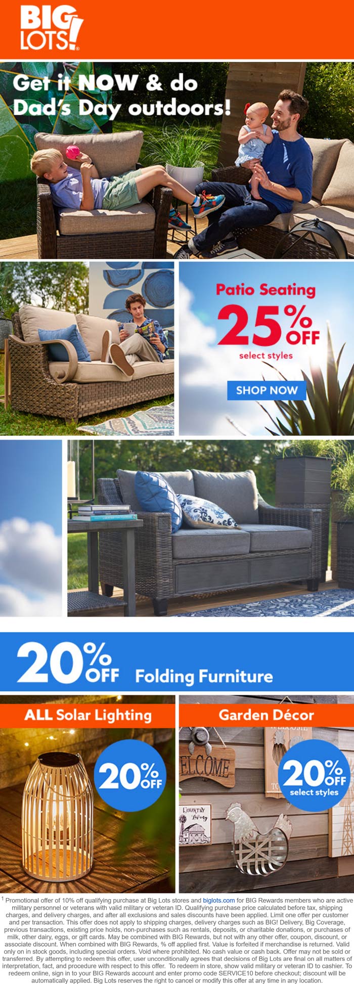 Big Lots stores Coupon  25% off patio seating today at Big Lots, ditto online #biglots 