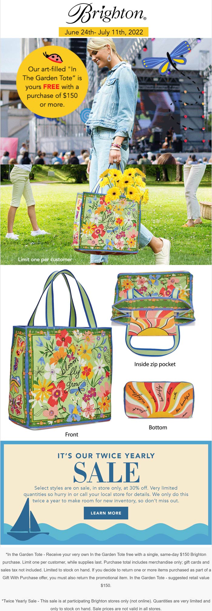 Brighton stores Coupon  Free garden tote on $150 at Brighton #brighton 