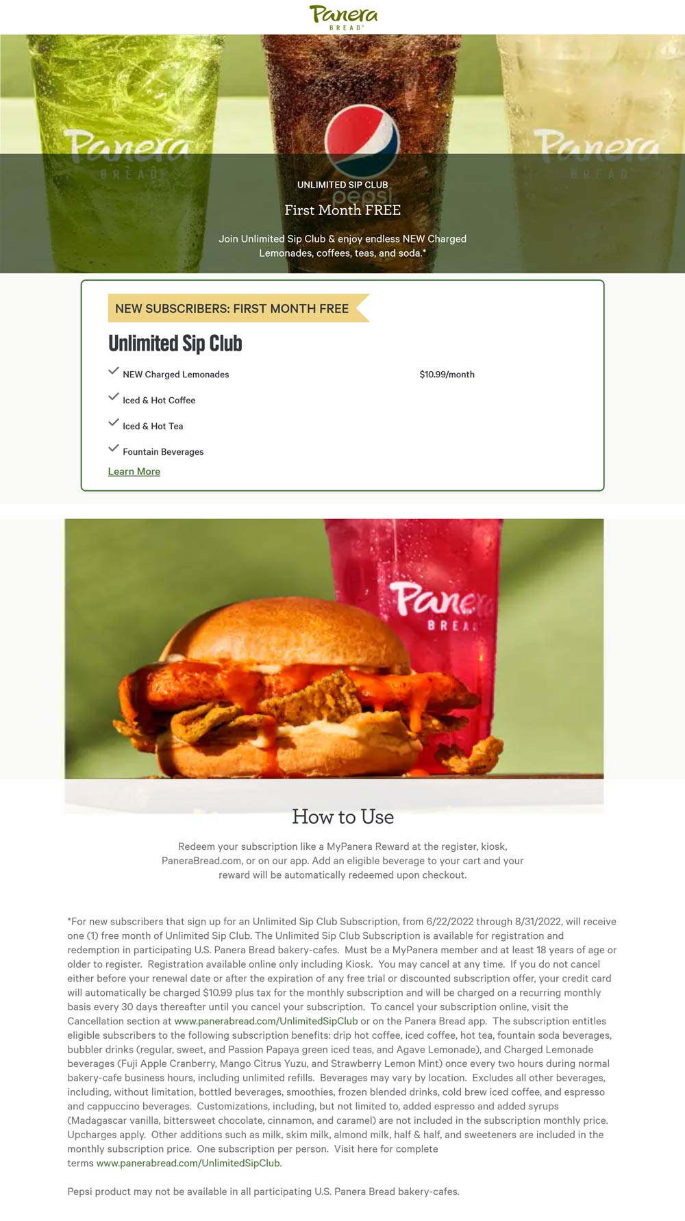 Panera Bread restaurants Coupon  Free month of unlimited drinks at Panera Bread for new signups #panerabread 
