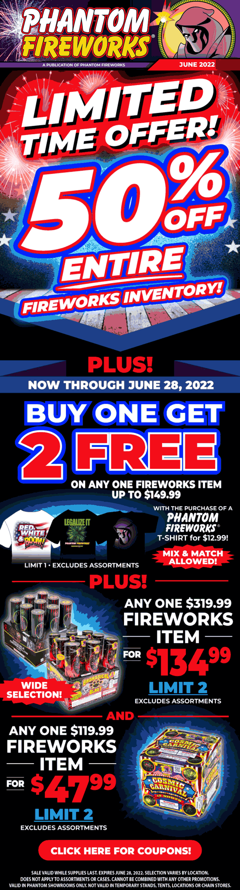 Phantom Fireworks stores Coupon  Get 4th ready with 50% off everything at Phantom Fireworks #phantomfireworks 