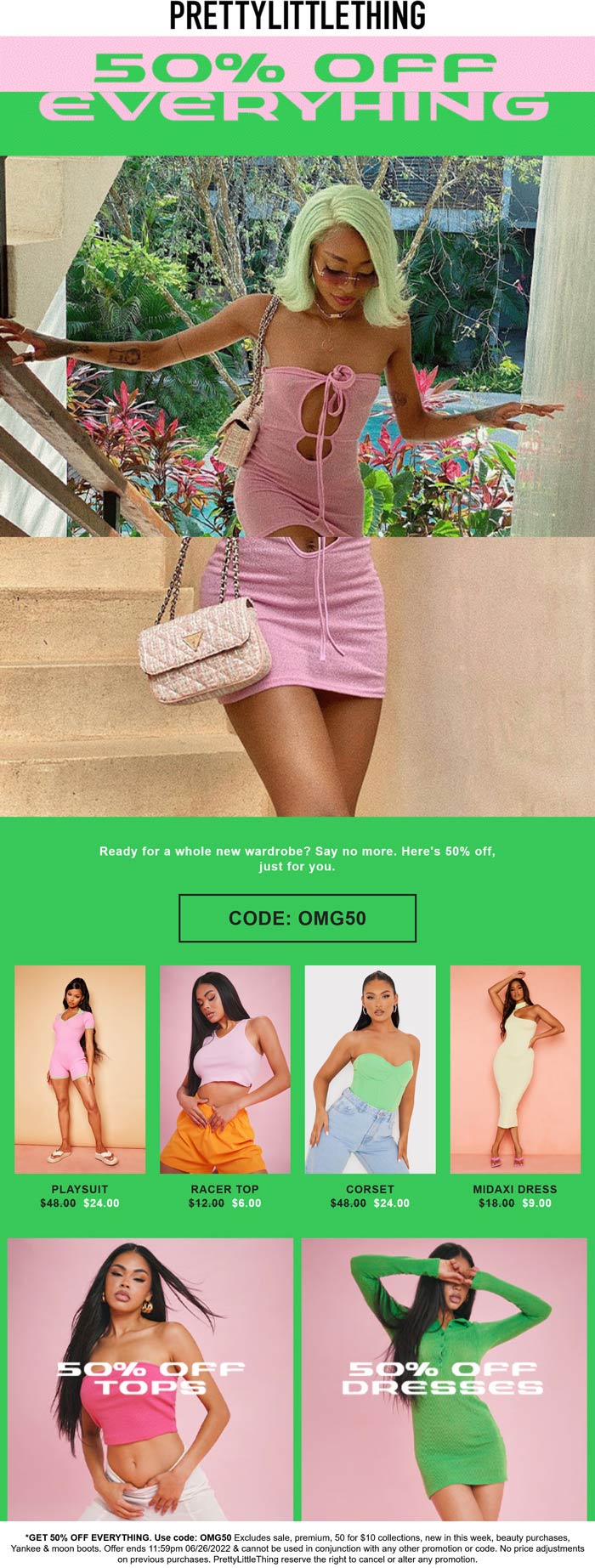 PrettyLittleThing stores Coupon  50% off everything at PrettyLittleThing via promo code OMG50 #prettylittlething 