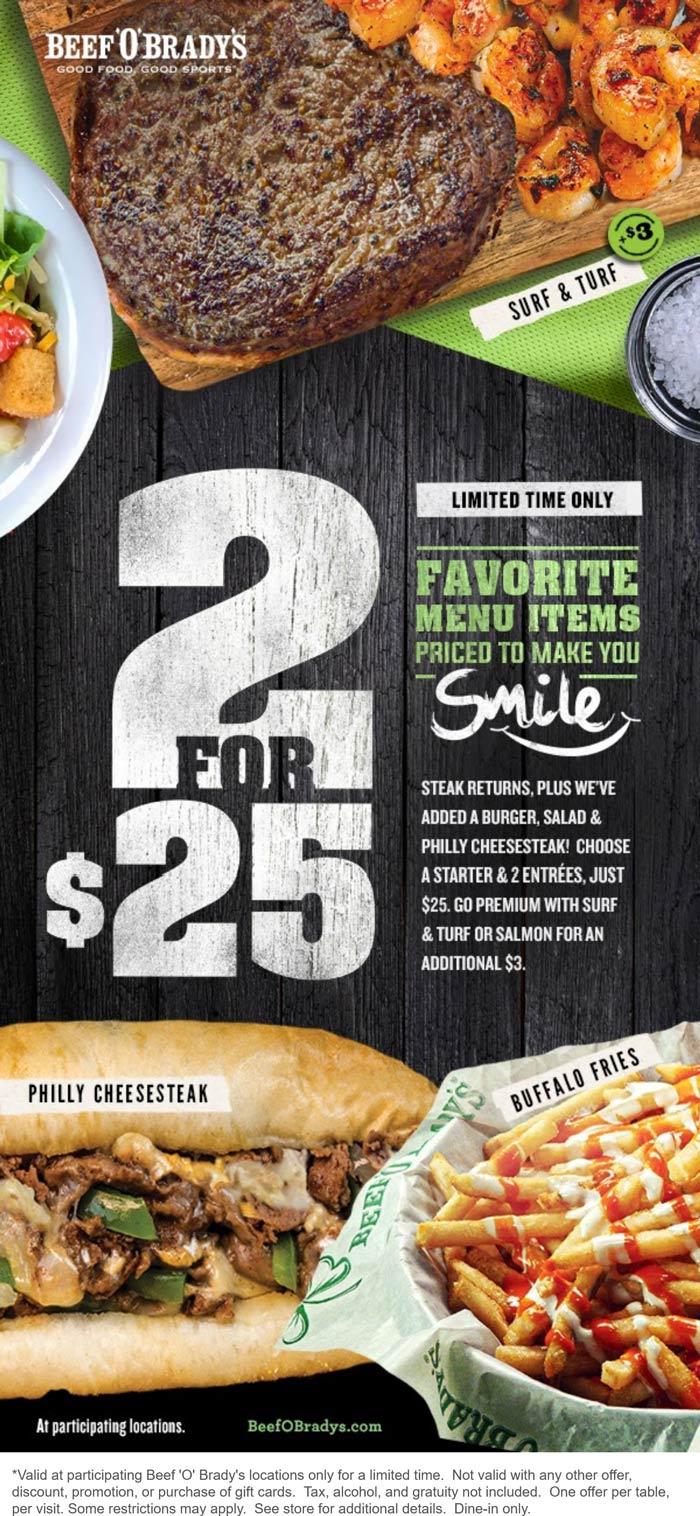 Beef OBradys coupons & promo code for July 2025