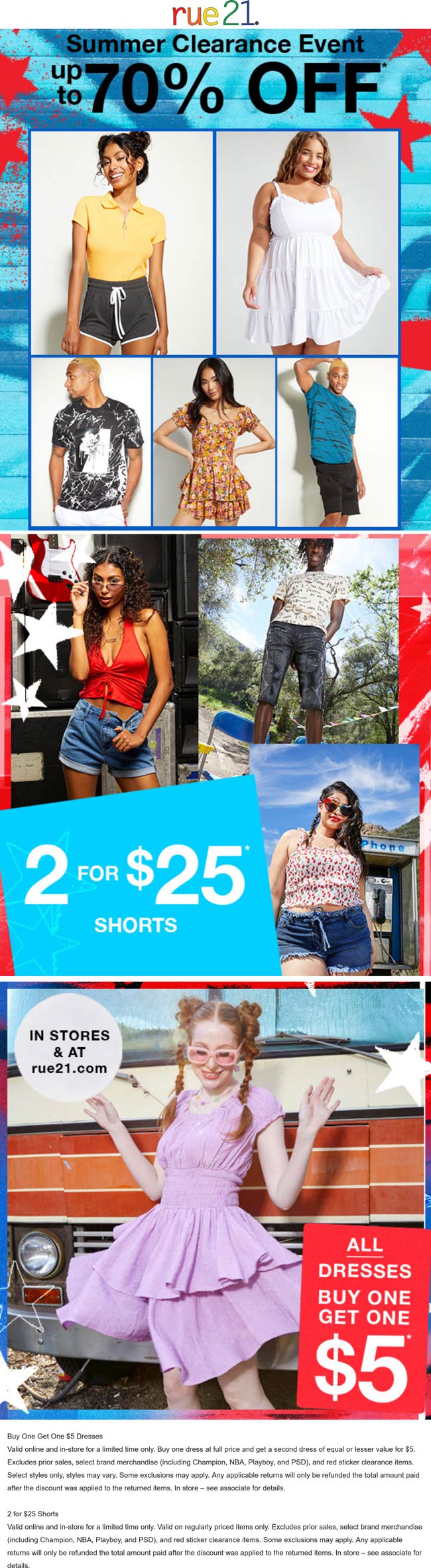 rue21 stores Coupon  Second dress $5 & 2 shorts for $25 at rue21 #rue21 