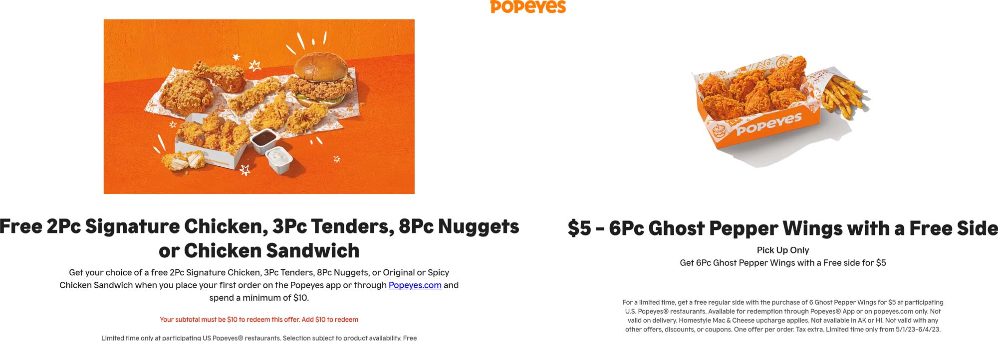 Popeyes restaurants Coupon  Free 8pc chicken nuggets online & more at Popeyes #popeyes 