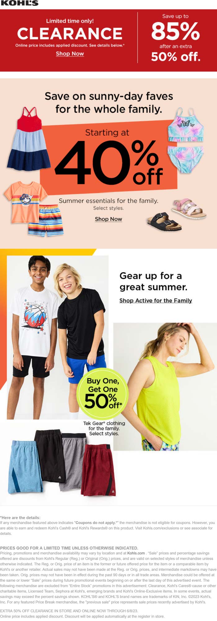 Kohls stores Coupon  Extra 50% off clearance & more today at Kohls, ditto online #kohls 