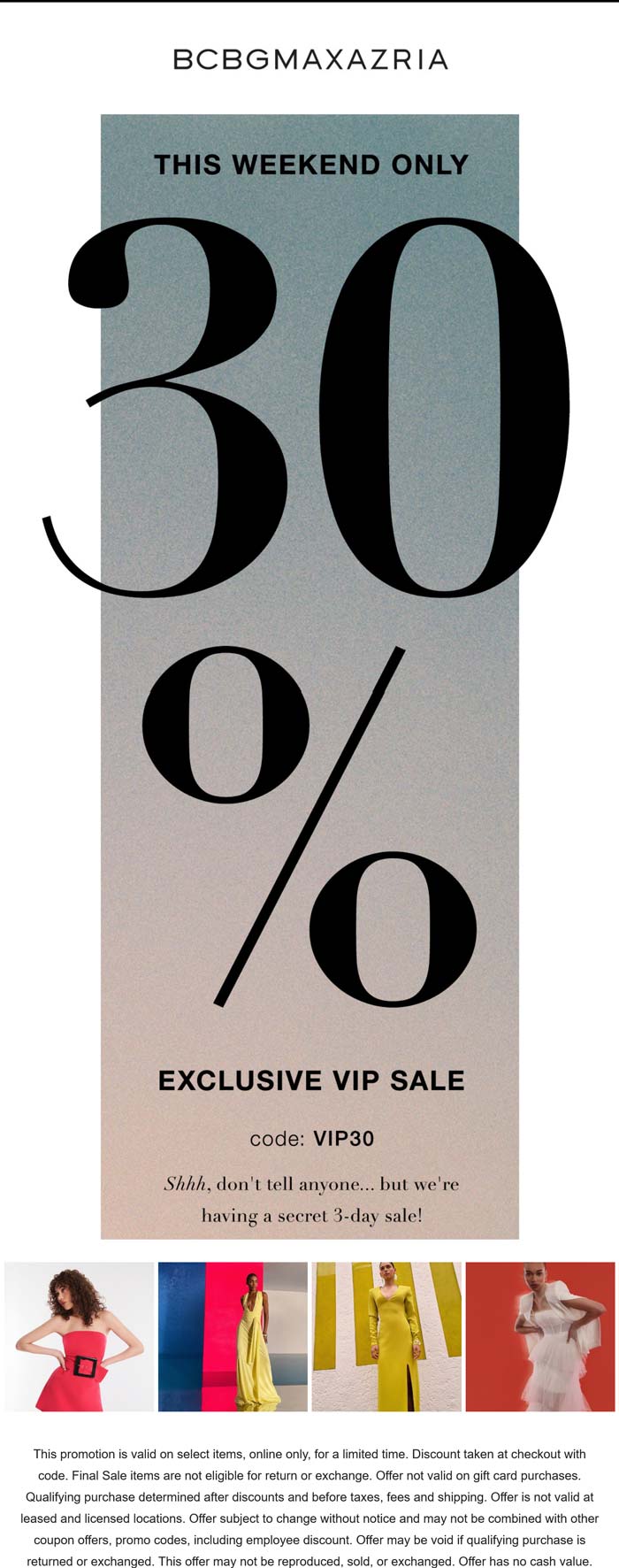 BCBGMAXAZRIA stores Coupon  30% off online at BCBGMAXAZRIA via promo code VIP30 #bcbgmaxazria 