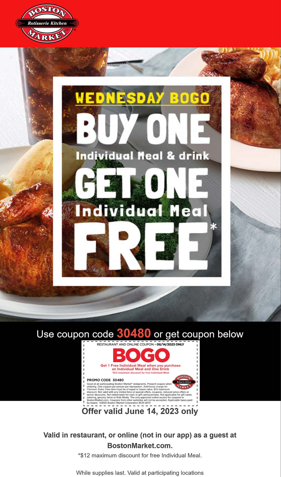 Boston Market restaurants Coupon  Second meal free today at Boston Market #bostonmarket 