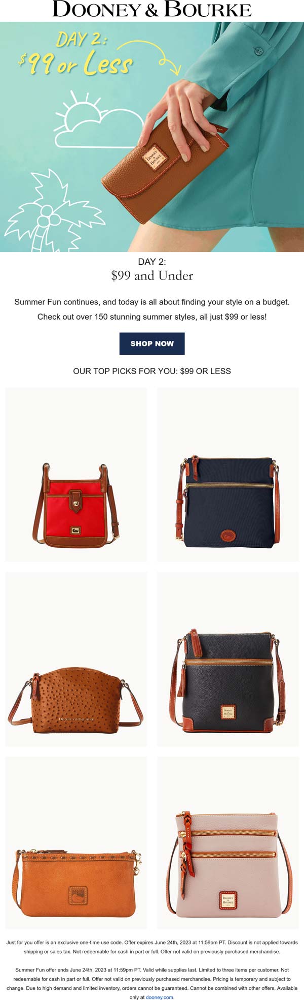 Dooney & Bourke stores Coupon  Summer styles everything under $100 today at Dooney & Bourke #dooneybourke 