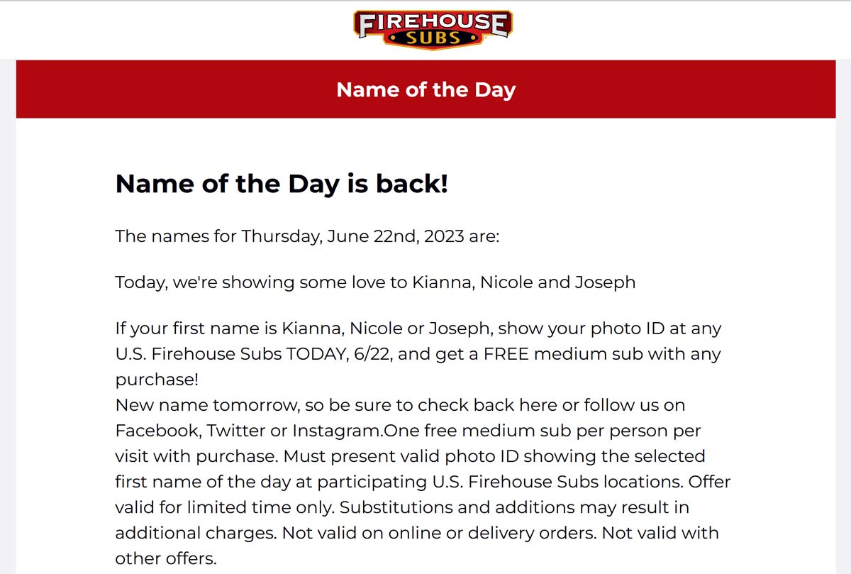 Kianna, Nicole and Joseph enjoy a free sub today at Firehouse Subs 