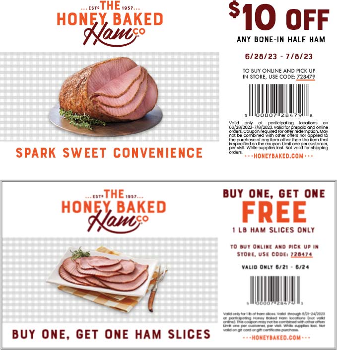 Honeybaked restaurants Coupon  $10 off a half ham at Honeybaked restaurants #honeybaked 