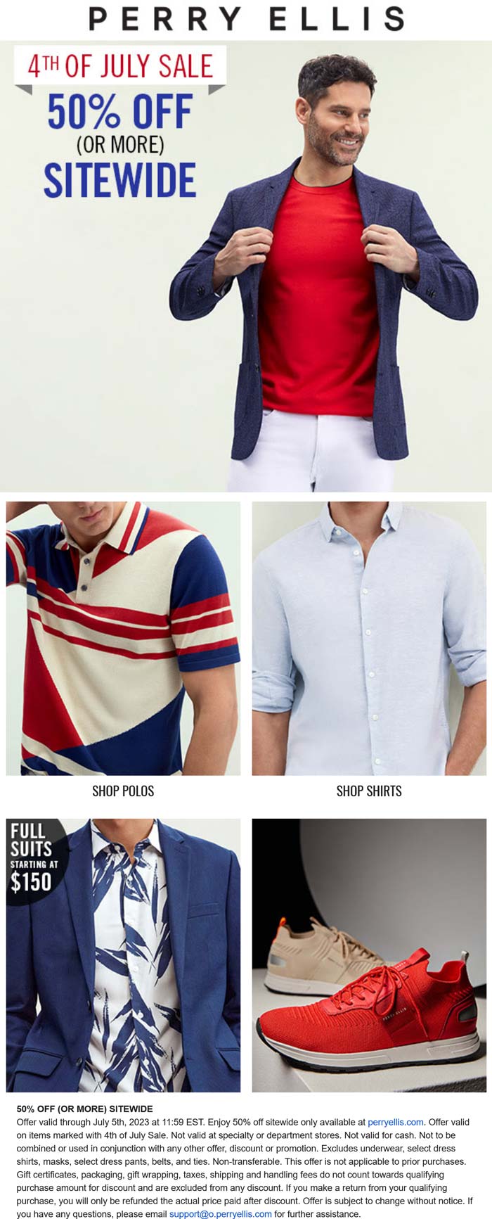 Perry Ellis stores Coupon  50% off everything online at Perry Ellis #perryellis 