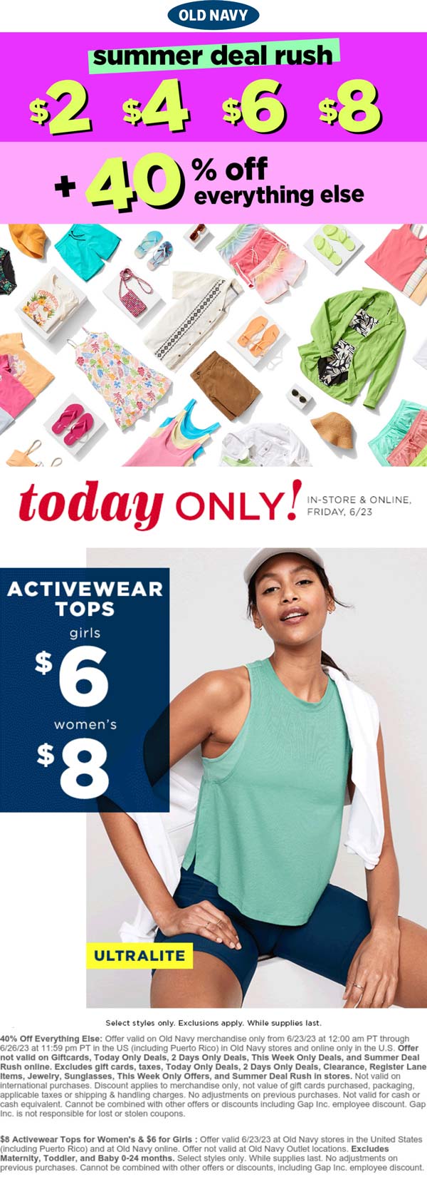 Old Navy stores Coupon  40% off everything today at Old Navy #oldnavy 